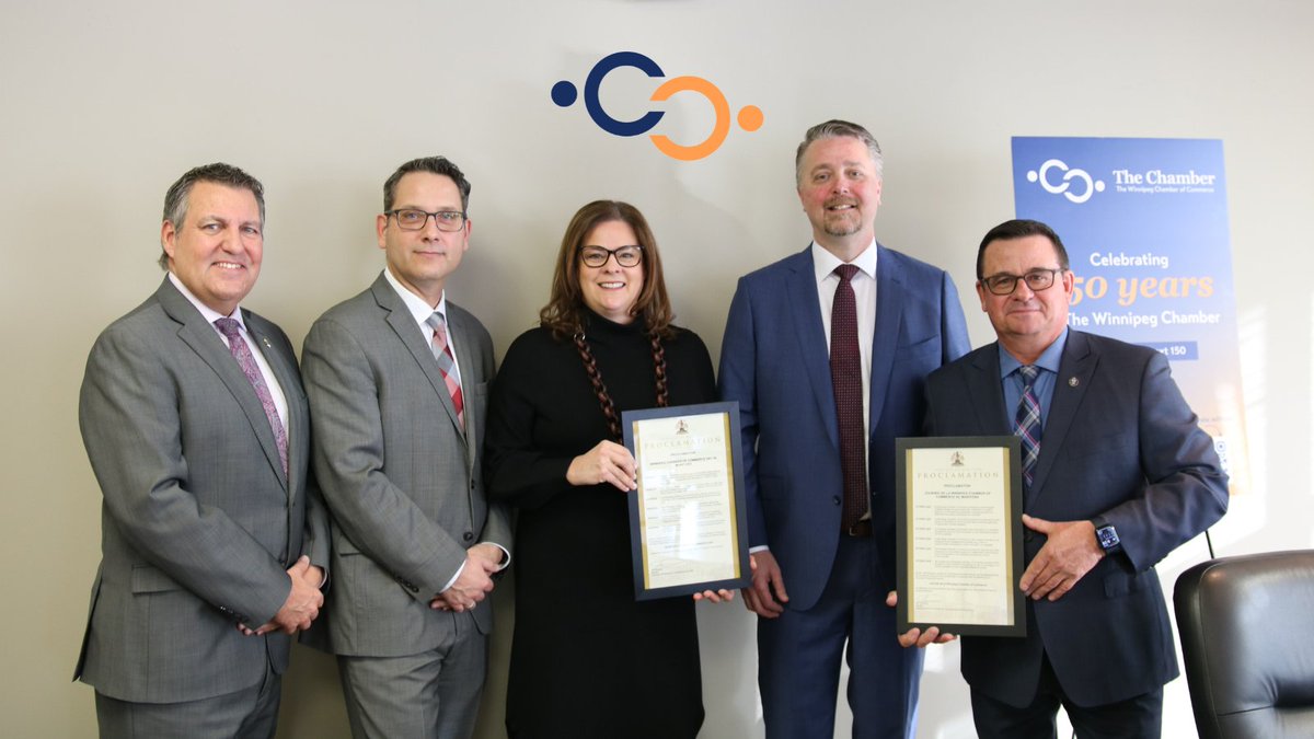 TheWpgChamber's tweet photo. Last week, the provincial government proclaimed March 8, 2023 as Winnipeg Chamber of Commerce Day in Manitoba. 👏

#WCCBiz #WCC150 https://t.co/EFkbIYUief