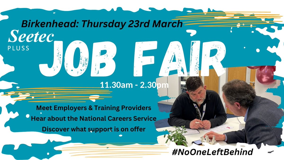 Join us on Thursday 23rd March in our Birkenhead office.

Number 2
Europa Blvrd
Birkenhead
CH41 4PE

#NoOneLeftBehind #Jobfair #jobs #Birkenhead #careersadvice #careers