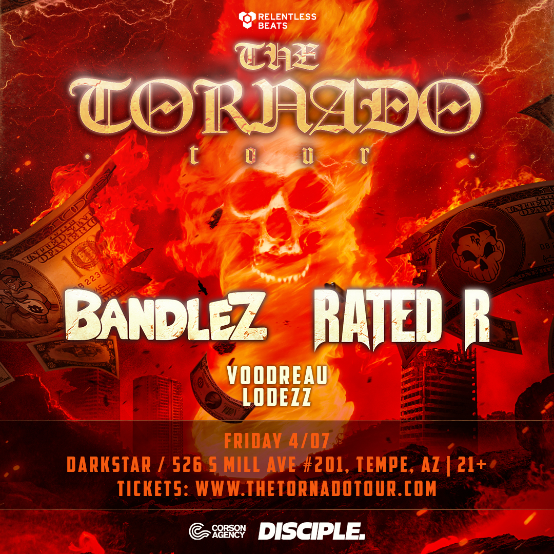 RelentlessBeats's tweet photo. #SupportAnnounce- IT'S GOIN' DOWN 🔥 @VooDreau + @LoDezzOfficial are bringing the heat for @bandlez x @ratedr at Darkstar on 4/7 😤 Grab your tix now: https://t.co/XjtzLLdh5u 🎟️ https://t.co/H4htx8iIwd