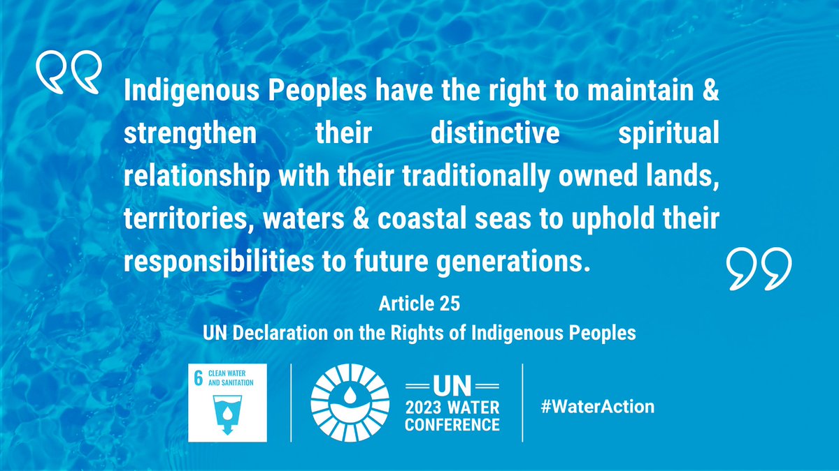 What does the UN Declaration on the Rights of #IndigenousPeoples say about the right to #water? Read below 💧 👇
#WeAreIndigenous #WaterAction <a href="/UNDESA/">UN DESA</a> <a href="/UN_Water/">UN-Water</a> <a href="/UNDESASocial/">UN DESA DISD</a>
