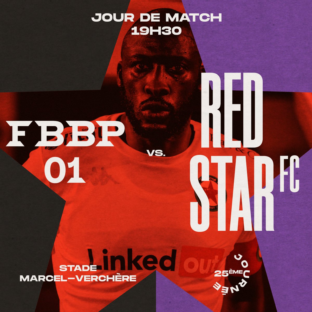 AUJOURD'HUI, LE RED STAR JOUE ! ✪ Les Audoniens affrontent le FBBP 01 à l’extérieur dans le cadre de la 25ème journée de National ! Coup d’envoi à 19h30. Un max d’encouragements pour l’Étoile Rouge ! ⤵️ #FBBP01RED #AllezRedStarFC 💚💪