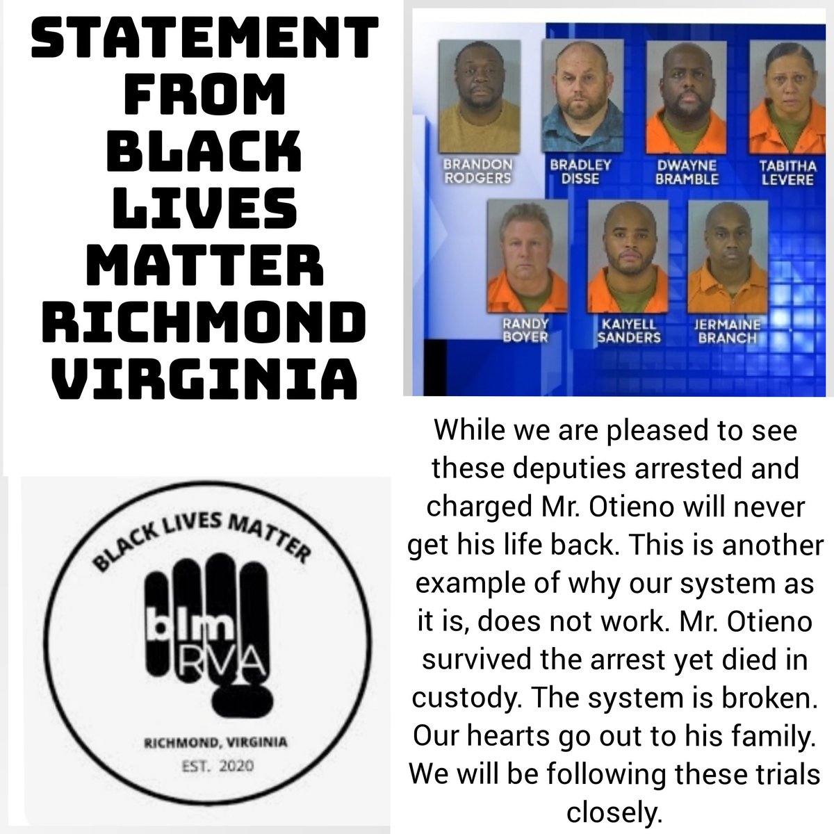 blm_rva's tweet photo. Statement from #blmrva https://t.co/zZURRrFsYT