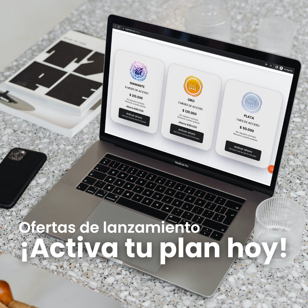 realtoolscl's tweet photo. Regístrate y activa tu plan hoy! Tenemos tres planes para ti: Diamante, Oro y Plata

Recuerda que tenemos promociones activas 👨‍💻 
➡️ https://t.co/HpDxGez5tO

#Corredordepropiedades #Corretajedepropiedades #Chile https://t.co/8jNllj8qpz
