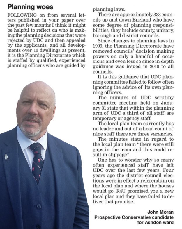 SWTories's tweet photo. 📰 As published in the Saffron Walden Reporter and the Dunmow Broadcast. #ThisIsNotLeadership #Planning #R4Who https://t.co/ykOiS1Ny83