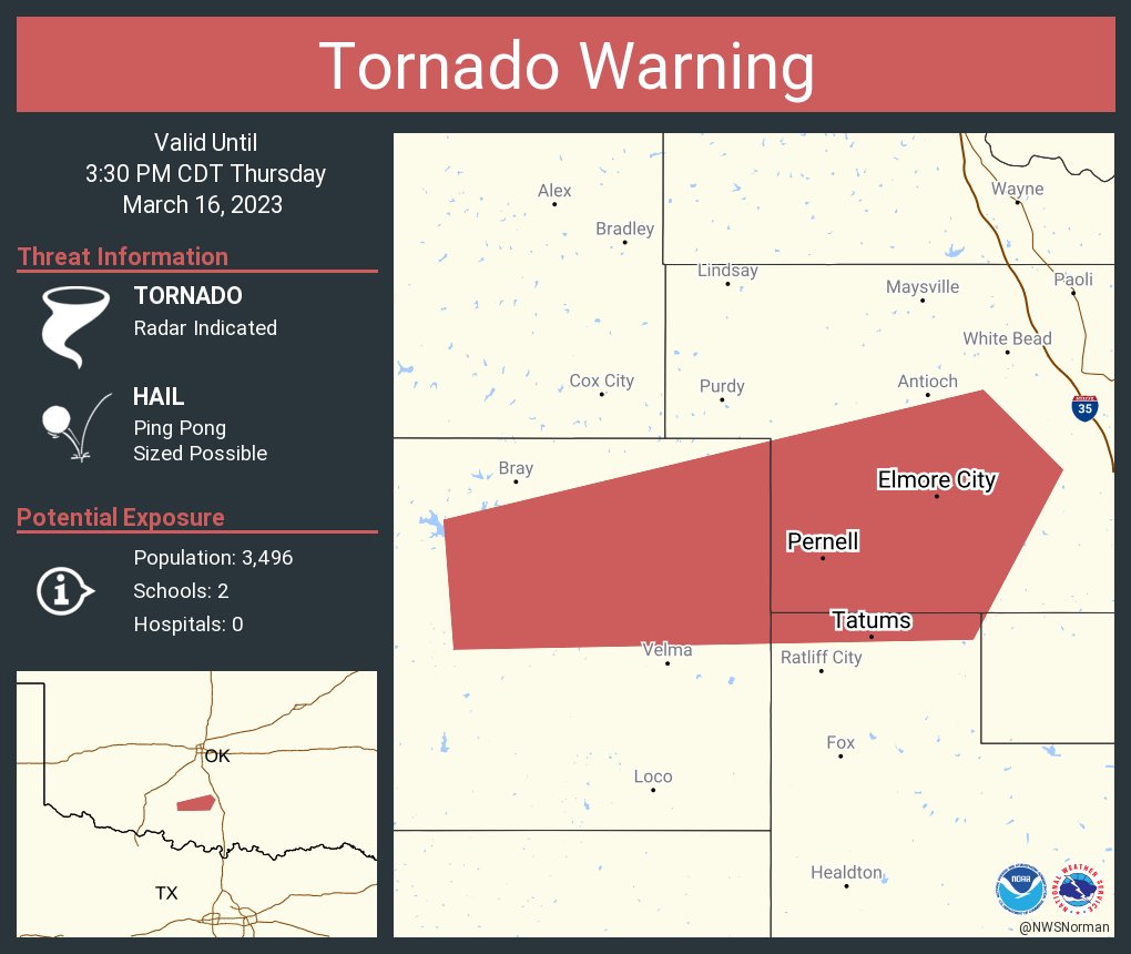 NWS Tornado on Twitter "Tornado Warning including Elmore City OK