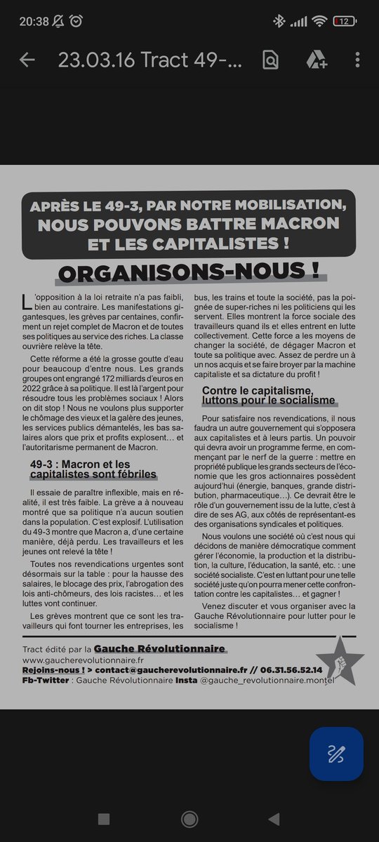 GRsudest's tweet photo. Notre nouveau tract en réaction au 49.3. Il est inadmissible que le gouvernement fasse passer cette réforme, à laquelle s'oppose la grande majorité de la population, par des moyens aussi anti-démocratiques !! Il faut lutter plus que jamais!! ✊ https://t.co/L1zjmcswR5