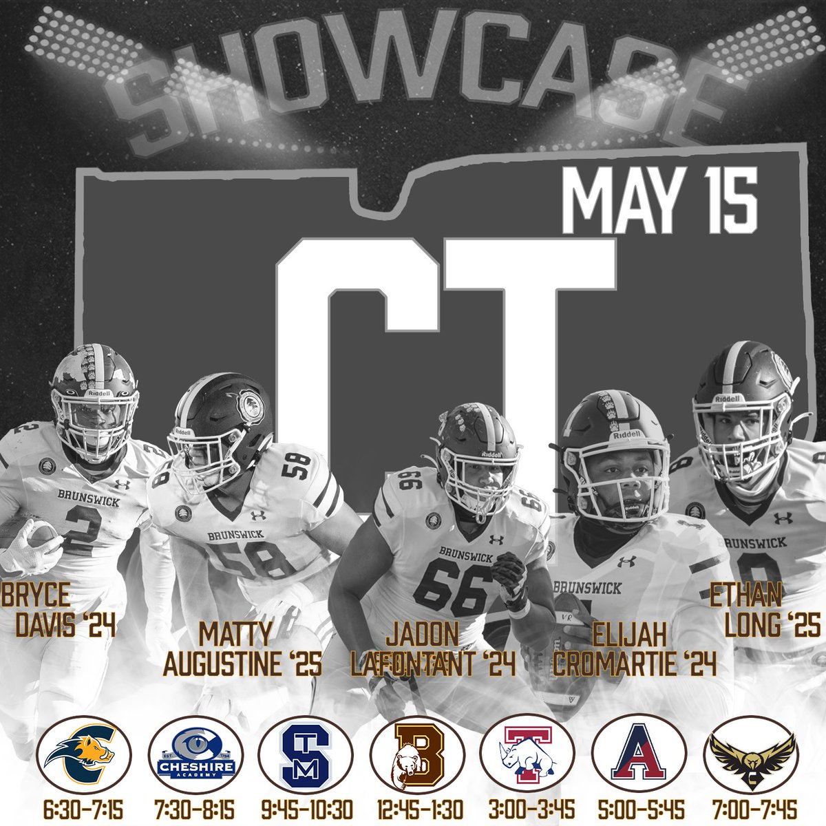 🚨COLLEGE COACHES🚨
📆 mark your calendars📆

The CT Show Day will be returning on Monday, May 15th! 

7 top schools working together to showcase some of the best football players in CT all in 1 day! 

40+ prospects w/ FBS/FCS offers
20+ w/ P5 offers
7 4⭐️s
6 in the top 250