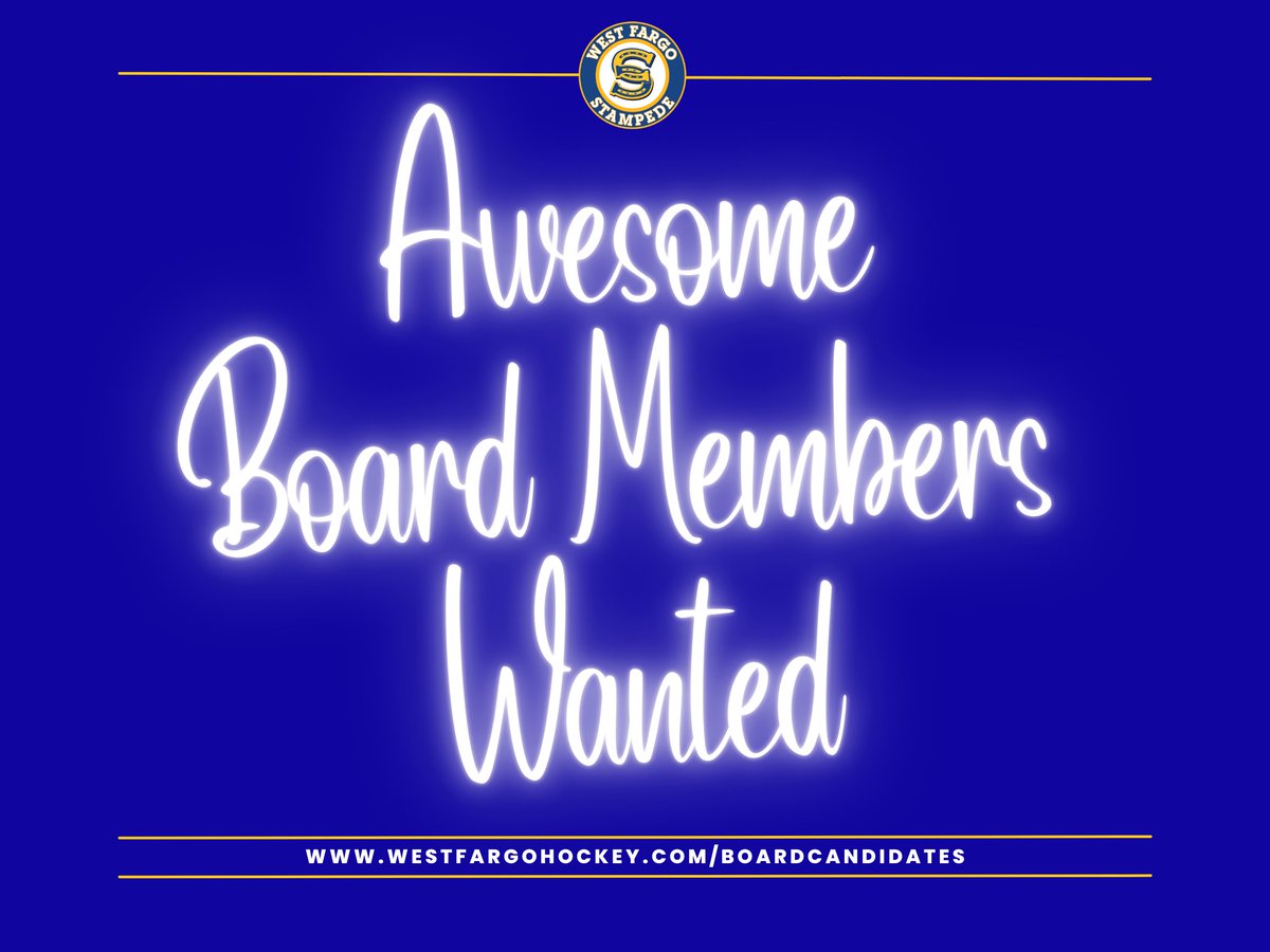 📢📢Are you interested in being a part of a great team helping to lead our organization?  If you are interested in the role of Executive Vice President, Secretary, or Vice President of Hockey Operations, click here to find out more: westfargohockey.com/boardcandidates