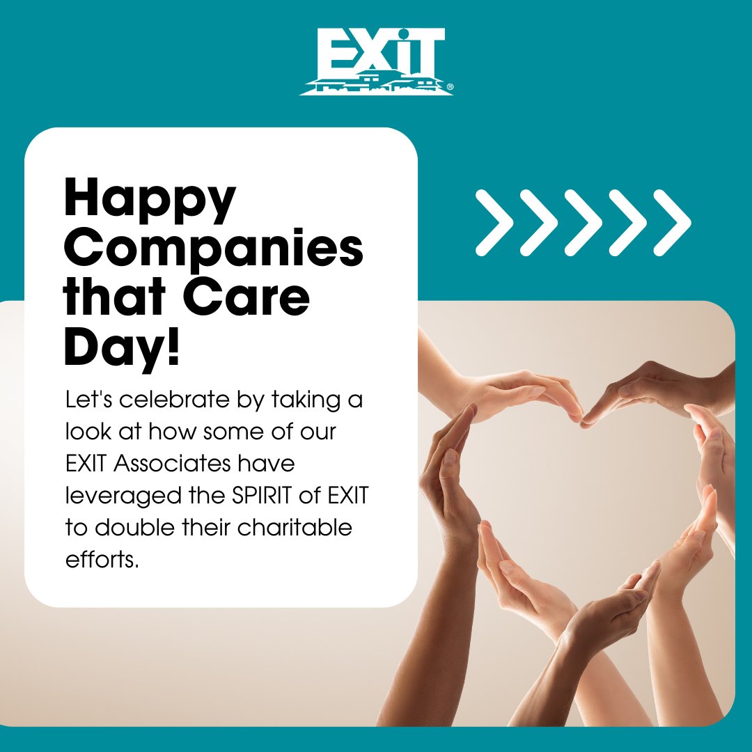 exitrealtycorp's tweet photo. We’re celebrating #CompaniesThatCareDay because having a vested interest in human potential and the good we can do when we come together is in EXIT Realty’s roots. 🥰 https://t.co/DqcSTksmwv
