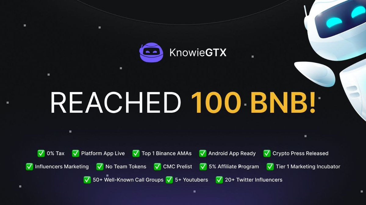 KnowieGTX ZERO Tax Fairlaunch 100 BNB (2X SC) Reached Trending #1 🚀

Fairlaunch: pinksale.finance/launchpad/0xBa…