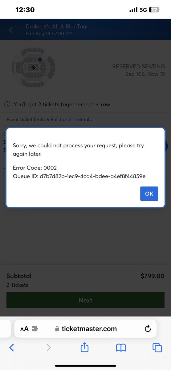Emilyovo1024's tweet photo. Fuck you @Ticketmaster 🖕🏼 it shouldn’t be this hard to buy @Drake tickets. https://t.co/9JwSalz7x9