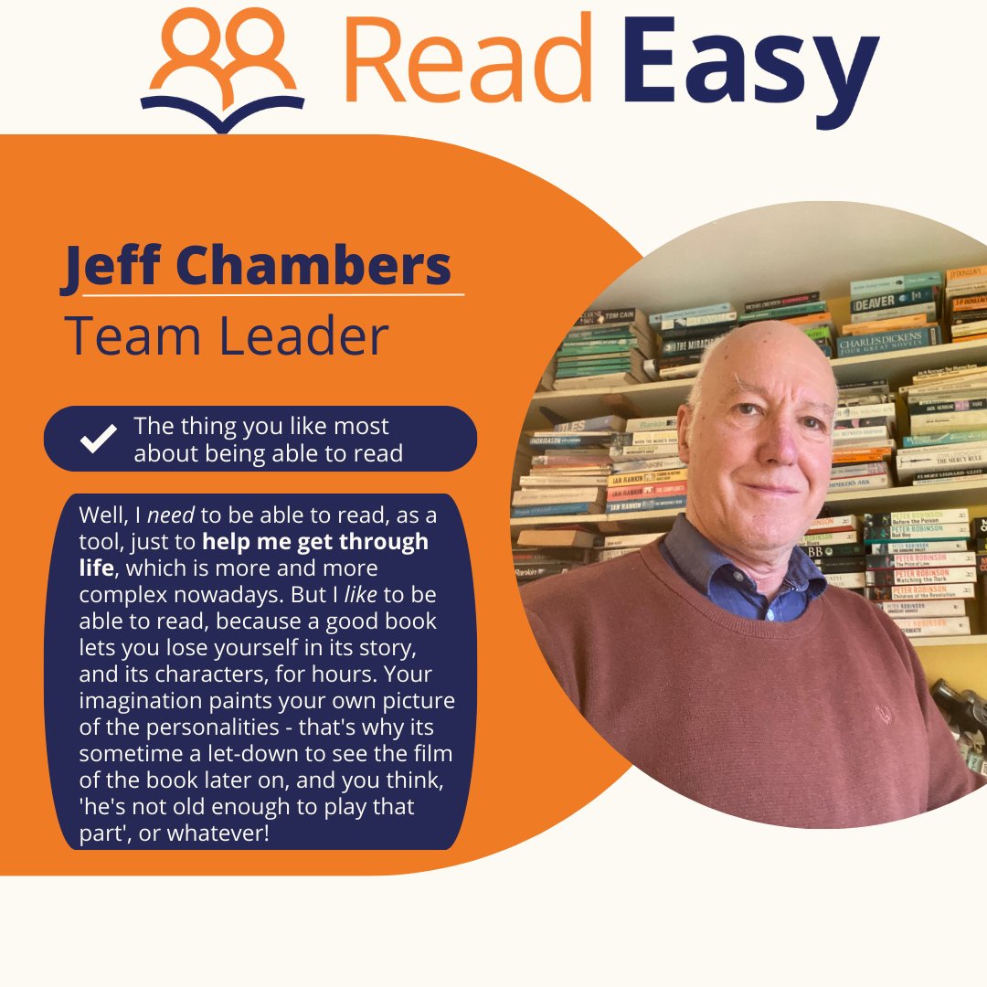 ReadEasyMB's tweet image. As a #ThankfulThursday, we wanted to talk with our Team Leader. Read the pictures to find out more about Jeff Chambers. Thank you for your amazing volunteer work leading us!

@ReadEasyUK

#readeasymorecambebay #readeasyuk #MWCraven #teamwork #TeamLeader #ThankYouThursday
