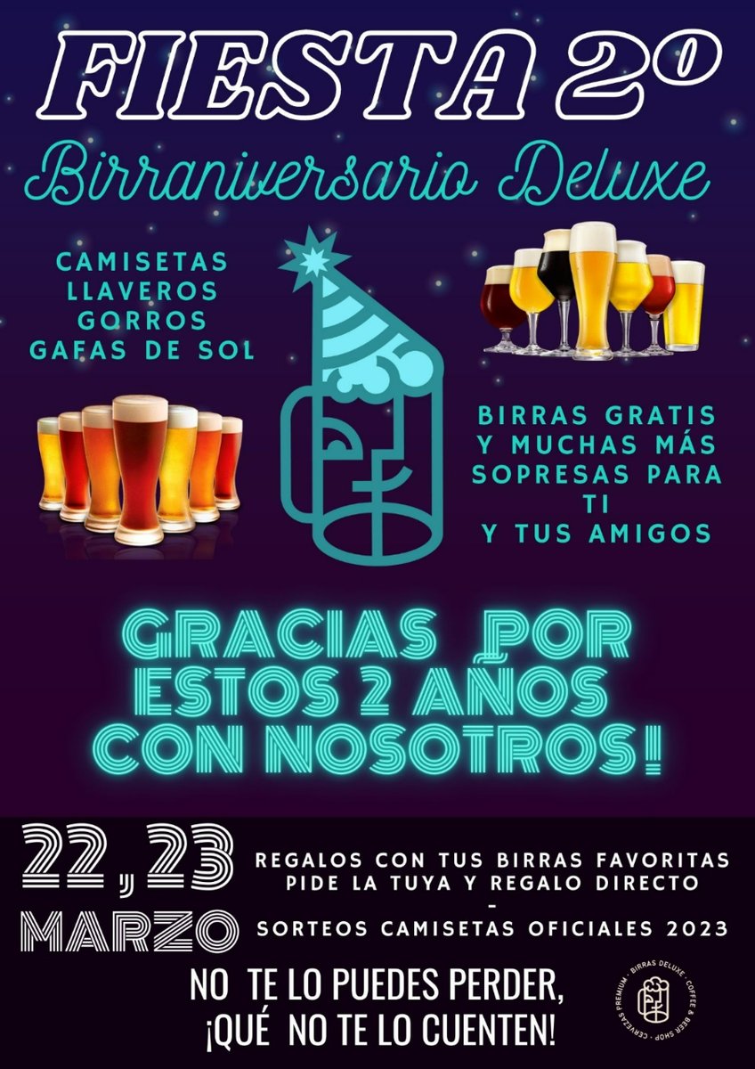 BirrasDeluxe's tweet photo. En breves cumplimos 🎂2️⃣ años desde nuestra apertura al público. El 22 de marzo de 2021 comenzamos con esta aventura.
Muchas gracias a todos vosotros que hacéis posible que sigamos al pie del cañón ofreciéndoos calidad y novedades cerveceras ✨🍻#misbirrasdeluxe https://t.co/fTKcUNff3x