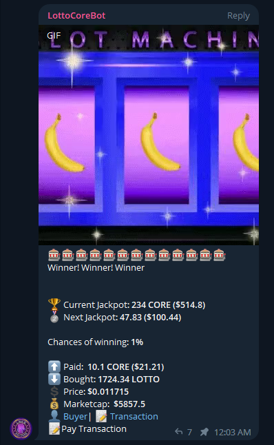 Congratulations to the next winner of the Jackpot! Easy 5x increase from 10 cores to 50 cores!

#CoreDAO #LOCO #CoreChain #CORE