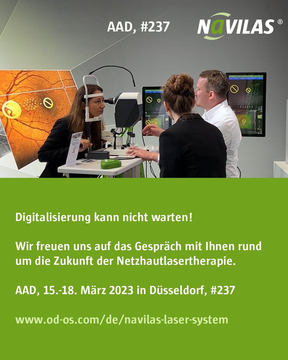OD_OS_Navilas's tweet photo. #AAD2023 Der navigierte Laser Navilas spart  Zeit im klinischen Alltag - durch schnelle Behandlungen und digitale Integration. Stand 237 in Düsseldorf #prp #retinopexie #rcs #makulaödem https://t.co/7O7gJCLWvf