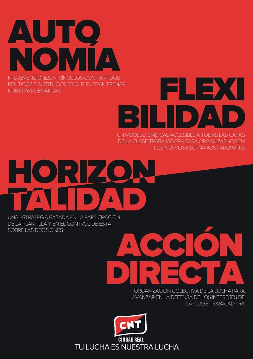 cntciudadreal's tweet photo. ¿Harta de los Comités de empresa, harto de las elecciones sindicales?
ciudadreal@cnt.es / 641551075
#AcciónSindical #cntsindicato #horizontalidad #autonomía #AcciónDirecta https://t.co/s6wrZeIlU2