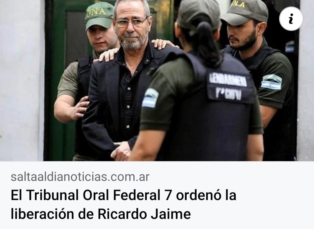 saltaaldiaok's tweet image. El Tribunal Oral Federal N°7 ordenó la liberación del exsecretario de Transporte, Ricardo Jaime. Tenía prisión preventiva por el caso Cuadernos.
#saltaaldianoticias 
#ricardojaime
#causacuadernos
Leer más: saltaaldianoticias.com.ar