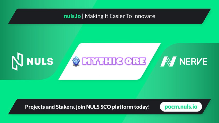 Nuls's tweet photo. Glad to announce that @MythicOreCrypto is now activated on NULS SCO platform soon👏

🔹POCM Supply - 2,572,500 MORE
🔹Minimum staking - 100 NULS 
🔹Daily reward for 100 NULS - 9.8 MORE
🔹Current APR - 10.2%

Join to stake ⤵️ 
https://t.co/cQy0EtbFfM
#P2E #PlayToEarn #staking https://t.co/idbrgztyDY