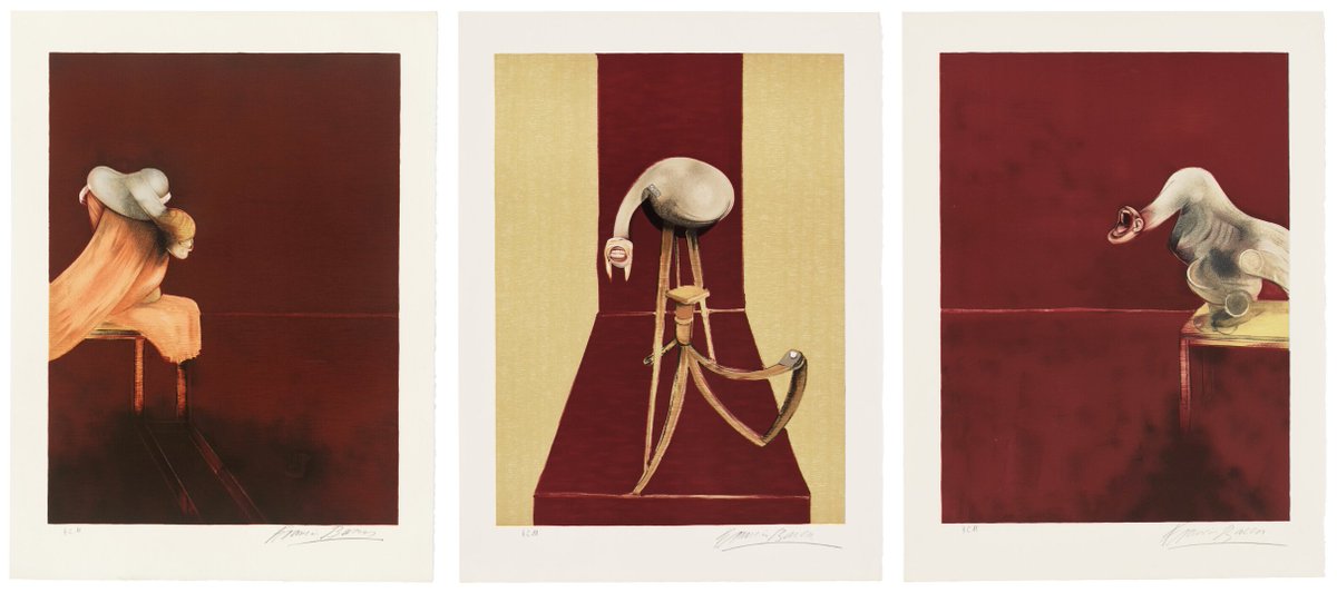 p_azuro's tweet photo. Exciting day today. I won 2 lots at Christies prints auction and lost the other 2. The highlight of the day was "Second Version, Triptych 1944" by Francis Bacon.  I didn't even have to fight hard for it. The sale was within the auction house's estimate. https://t.co/BfU0DLcSSF