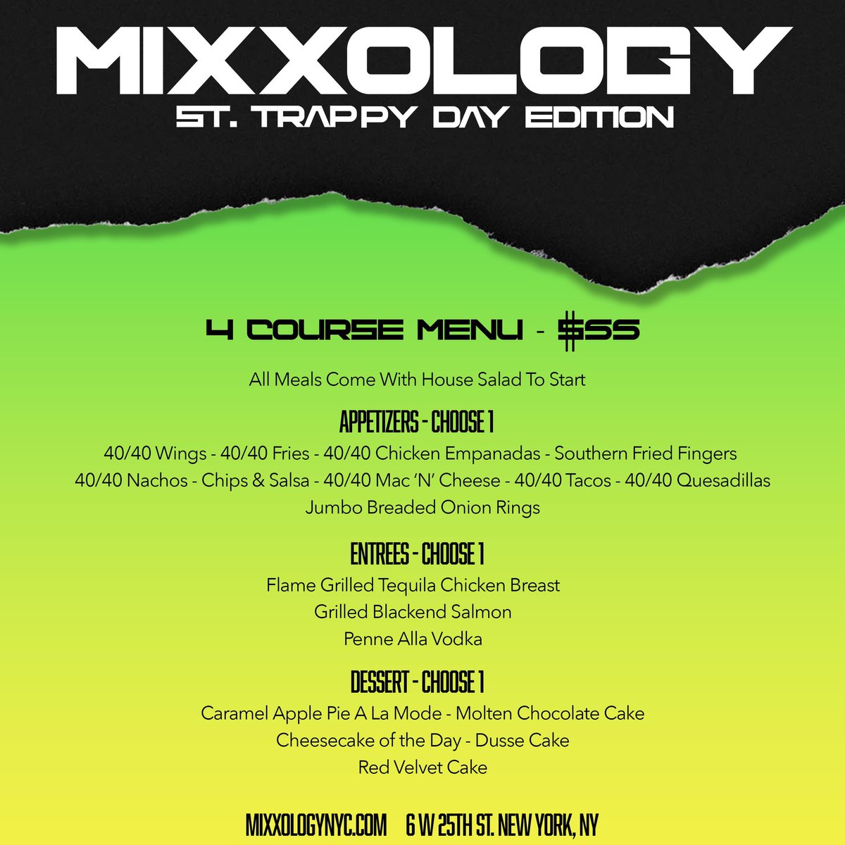 theblacklinkup's tweet photo. 🚨Your friday plans! 🚨

MIXXOLOGY: ST. TRAPPY DAY EDITION 🍀

Hosted @ 40/40 Club

Sounds by Flygerian &amp; DJ First Choice. 🎼

4 Course Food Menu 🥘 *tables upon rqst*

Free Jack Daniel’s &amp; Dussé Sampling from 5-6 

🎟️ @ https://t.co/UDtLYoY8UP

#StPatricksDay2023 #StPattysDay https://t.co/DqjUGa47rF