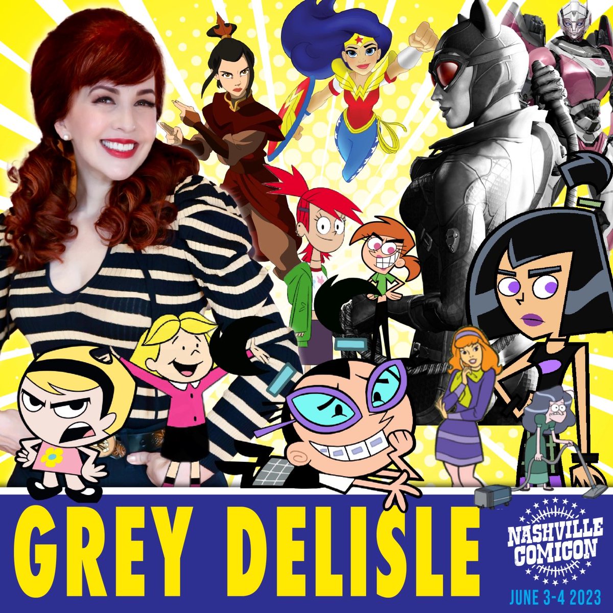 nashvillecon's tweet photo. Hey There, Nashville Supernovas!
Nashville Comicon is excited to announce that Grey DeLisle will be joining us this year! 🎉

Come meet Grey June 3-4, 2023 at Nashville Comicon. 

Tickets on sale now:
https://t.co/QQ6QUznZR9 https://t.co/VyYbU114In
