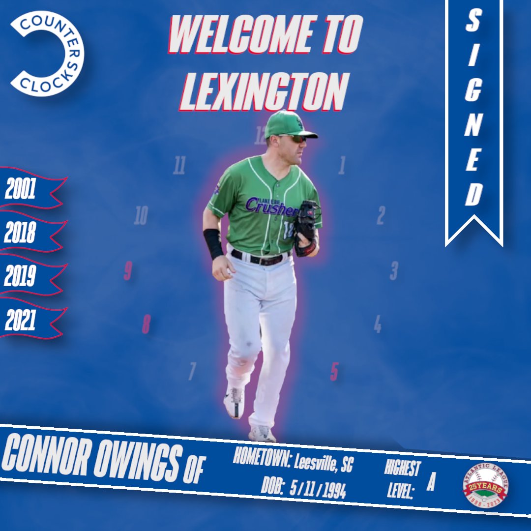 GoLexLegends's tweet image. CLOCKING IN ⏰ Next addition to the 2023 Clocks, Connor Owings! Out of Coastal Carolina, Connor spent last year at Lake Erie and Gastonia, his career .275 AVG, .828 OPS now joins us on the counterclock side. Welcome to Lexington #LexGoClocks