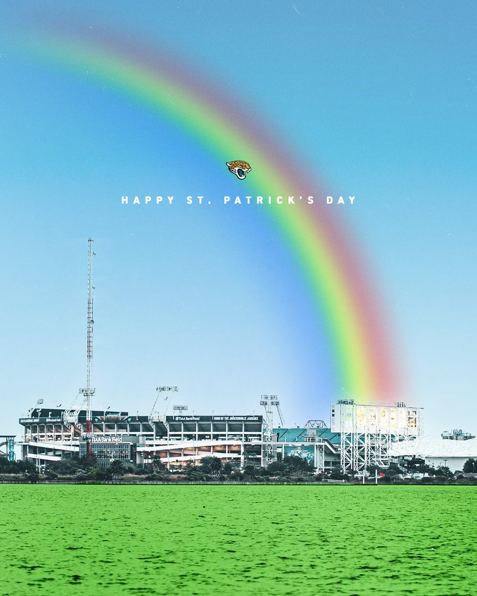 Jaguars's tweet photo. Where da gold at? In The Bank 🍀

Have a fun and safe St. Patrick's Day, #DUUUVAL! https://t.co/Ns1L029IM2