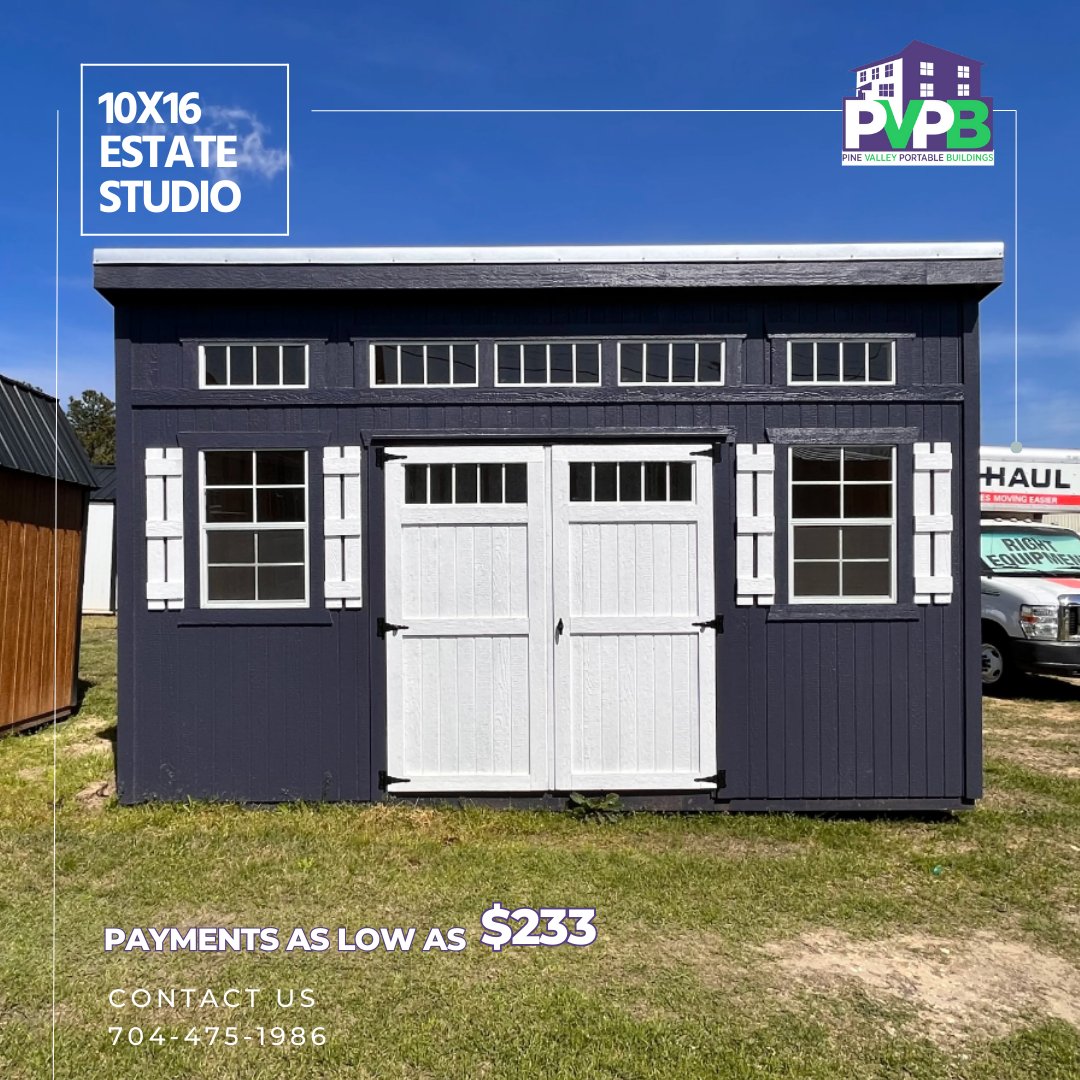 PVPB_Portable's tweet photo. Transform your property with the 10x16 Estate Studio! 
▪️💲𝟱,𝟵𝟬𝟬,
▪️💲𝟮𝟯𝟯
▪️  5-𝙔𝙚𝙖𝙧 𝙒𝙤𝙧𝙠𝙢𝙖𝙣𝙨𝙝𝙞𝙥 𝙒𝙖𝙧𝙧𝙖𝙣𝙩𝙮,

🔗https://t.co/oaKbYQw4Gc
🌲1135 Holly St, #WadesboroNC
☎️ 704-475-1986

#pinevalleyportablebuildings #sheshed #cabin #storagesolutions https://t.co/NqaUvYUZsX