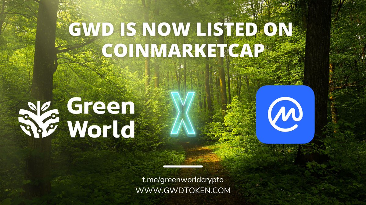 GWDtoken's tweet photo. 🚨GreenWorld #Announcement 🚨

We are thrilled to announce that GreenWorld has been officially listed on #CoinMarketCap  👏

This is a significant milestone for our community, as it provides greater visibility and exposure for the project to a wider audience.

We want to thank our community for your ongoing support and encouragement. Your commitment to our vision and values has helped us reach this exciting moment 🫶💚🌎

Join us for more updates in the near future 👇
https://t.co/yBtkaulI90

https://t.co/FiAfOCRB0w

#Greenworld #ReFi  #ActOnClimate  #CMC #Crypto #BTC #ETH  $GWD