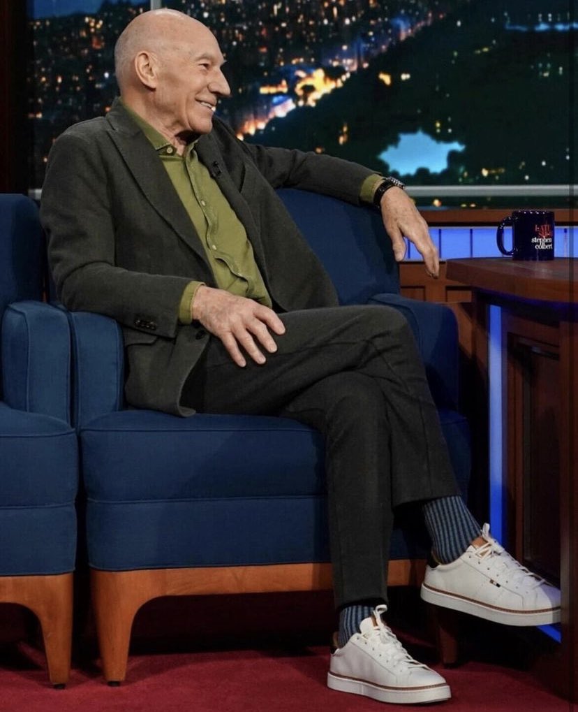 Happy #SirPatricksDay! Our lesser known but equally significant precursor to St Patrick’s Day. The  <a href="/SirPatStew/">Patrick Stewart</a> pictured here wearing Shaken &amp; Stirred socks in Royal Blue, styled by Warren Baker.