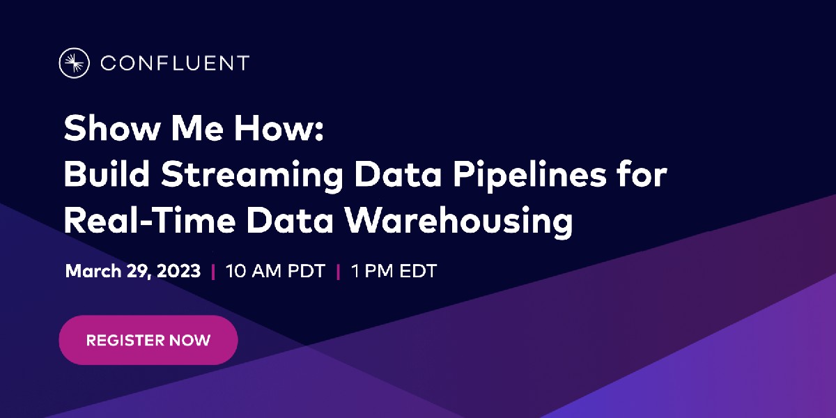 confluentinc's tweet image. Want to build streaming data pipelines for data warehousing?

Join our hands-on session to learn everything you need—from connecting your ☁️ cluster with #PostgreSQL DB to governing the pipeline with #SchemaRegistry &amp;amp; #StreamLineage.

Register now! ➡️ cnfl.io/40aib8L