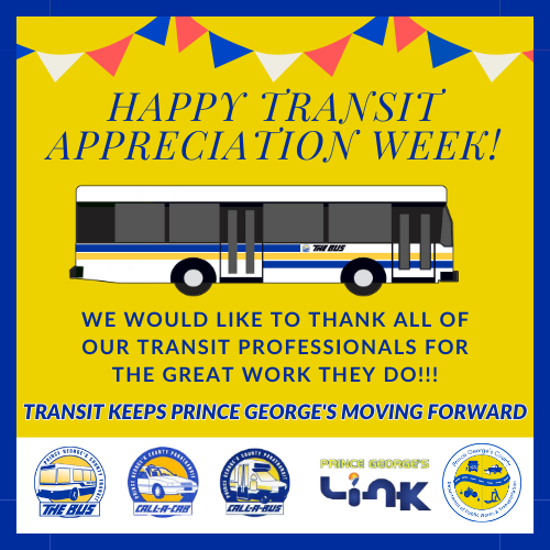 PGCountyDPWT's tweet photo. In honor of Transit Appreciation Week, here's a small token of gratitude to our Transit Workers, who continue to do an excellent job providing service that makes a difference throughout the County. #TransitAppreciationWeek #PrinceGeorgesCounty https://t.co/ymr2i0TXdL