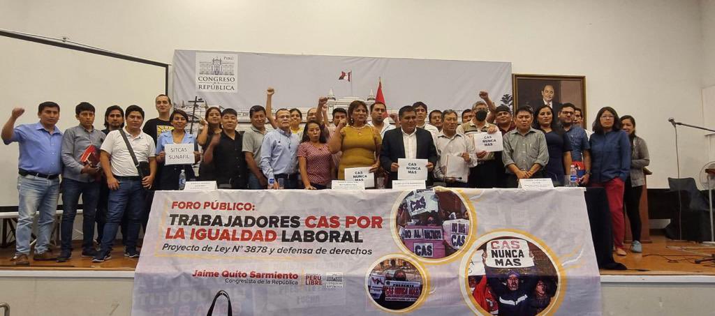 sintrabcas's tweet photo. SINTRABCASVIVIENDA en el Foro “Trabajadores CAS por la Igualdad Laboral:  Proyecto de Ley N° 3878 y Defensa de Derechos"realizado por el Congresista @JaimeQuito6 . Nuestro total respaldo a esta propuesta Legislativa, que busca eliminar la precariedad y abusos del régimen CAS https://t.co/VFNbOKvRP7