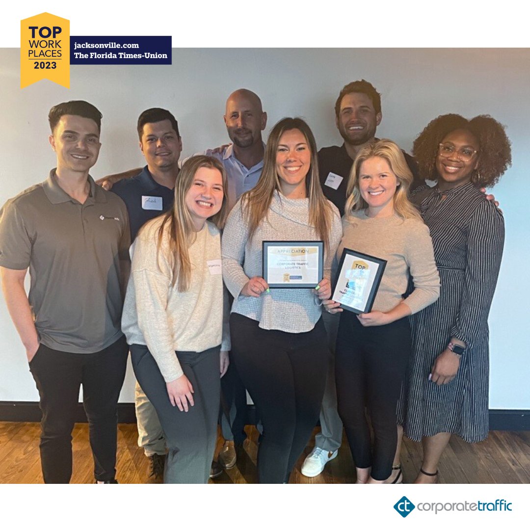 CorpTrafficLog's tweet photo. We're happy to share that Corporate Traffic has been officially recognized as a Top Workplace in Jacksonville! ๐๐ฅ Thank you to our employees for making this possible. #Work4CT #NeverSettle #TopWorkplace #TopWorkplaceJax https://t.co/Qrs5vL3kVH