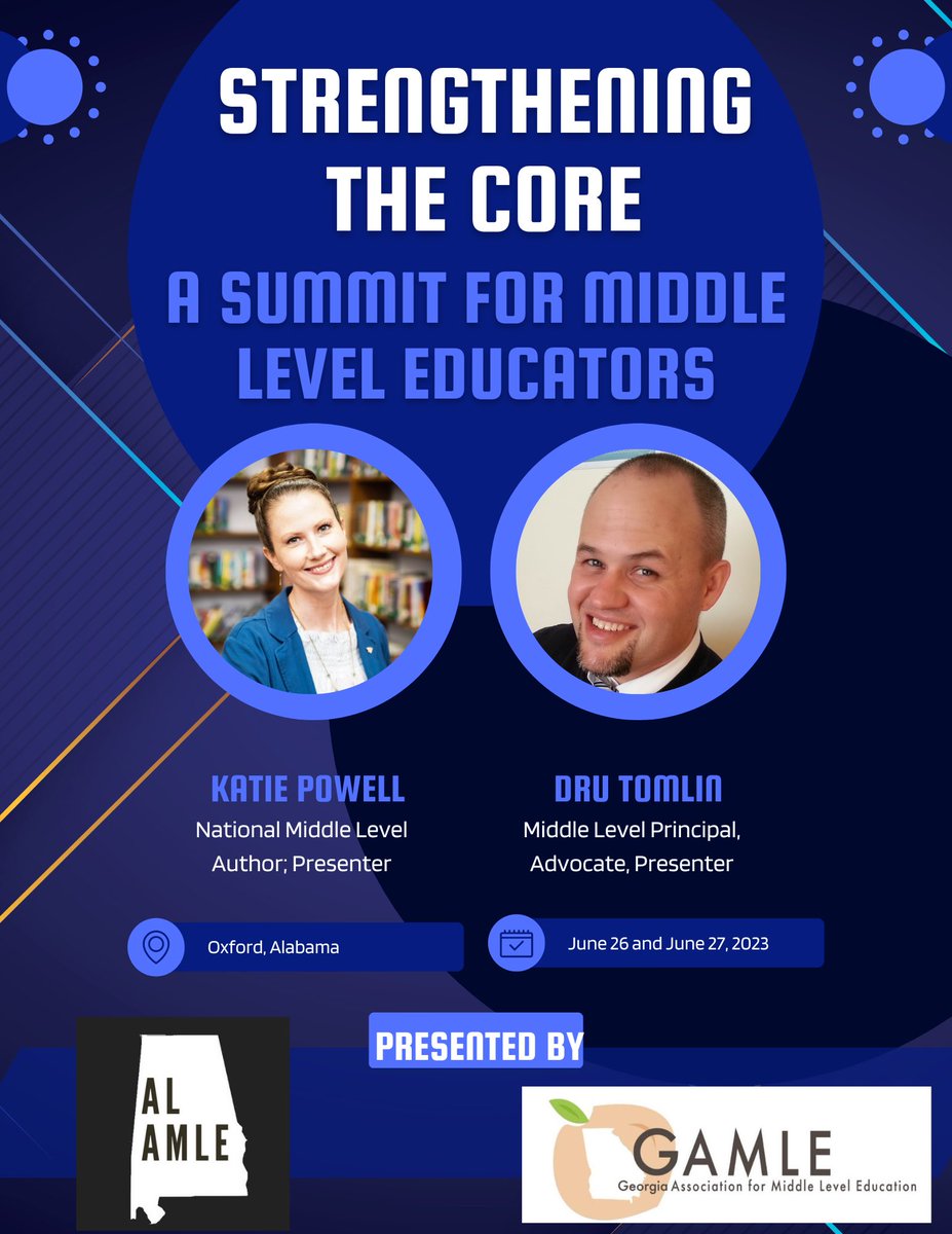 ALAMLE (@alabama_amle) on Twitter photo We are proud to announce, in collaboration with <a href="/GAMiddleLevel/">Georgia Association for Middle Level Education</a>, Stengthening The Core. This two-day summit is designed to take middle level educator teams on a deep dive into what works in educating young adolescents.
Learn more & register your team!👇🏻
gamle.org/event-5211683 We are proud to announce, in collaboration with <a href="/GAMiddleLevel/">Georgia Association for Middle Level Education</a>, Stengthening The Core. This two-day summit is designed to take middle level educator teams on a deep dive into what works in educating young adolescents.
Learn more & register your team!👇🏻
gamle.org/event-5211683