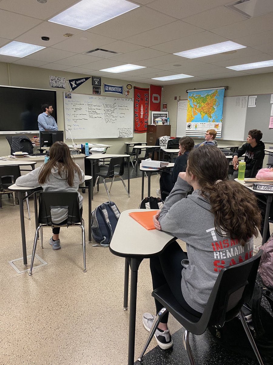 FortLoramie_XC's tweet photo. Thank you to FLHS Class of 2006 alum and current U.S. Diplomat to Uzbekistan (Michael Anthony) for speaking to my AP and Edison CC+ government classes today.  Michael discussed his career path and experience serving in the U.S. Foreign Service. @FLSchools https://t.co/5HQrRaCiNl