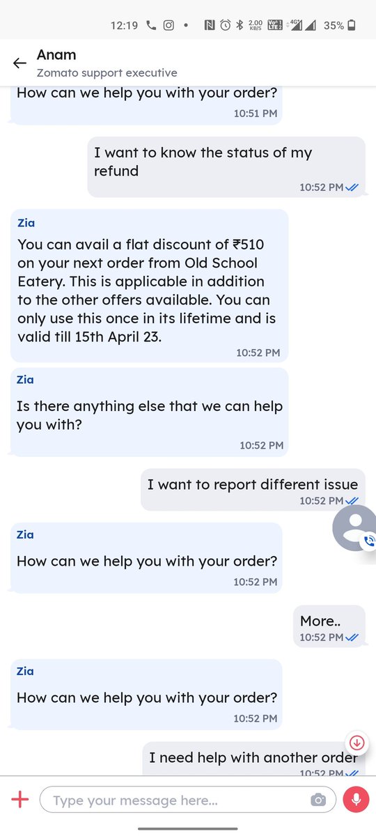 TweetByAdarsh's tweet photo. False statements delivered from @zomato for promocode..

Shared 2 screenshot, 1 says that flat discount is applicable only on 1 restaurant and other says that flat discount is applicable for all restaurants..

#ZomatoFalseStatement https://t.co/51TeaRlEyS