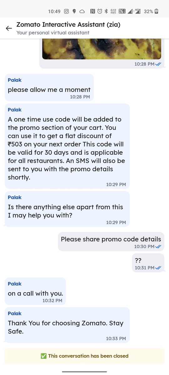 TweetByAdarsh's tweet photo. False statements delivered from @zomato for promocode..

Shared 2 screenshot, 1 says that flat discount is applicable only on 1 restaurant and other says that flat discount is applicable for all restaurants..

#ZomatoFalseStatement https://t.co/51TeaRlEyS