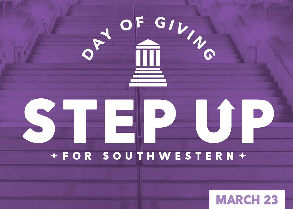 Moundbuilders's tweet photo. We're a week away from our annual day of giving. A gift during Step Up for Southwestern is a great opportunity to help the college continue to move forward. 
On Thursday, March 23, wear your purple, make a gift, and Step Up for Southwestern!
https://t.co/GienXL6ibE https://t.co/eSNsQHQdcT