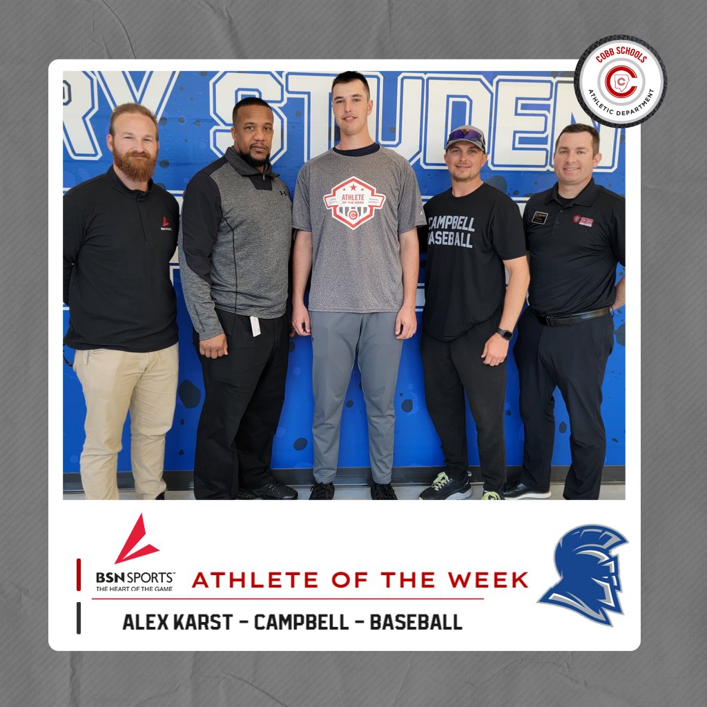 Athletics - Cobb County School District (@ccsd_ad) on Twitter photo Congrats to this week's <a href="/CCSD_AD/">Athletics - Cobb County School District</a> male Athlete of the Week! Alex Karst of <a href="/sparta_sports/">Campbell Athletics</a> <a href="/Chssparta/">Campbell High School</a> recently struck out 6 batters and hit a 3-run homerun to seal a big win! Thanks to <a href="/BSNSPORTS_GA/">BSN SPORTS Georgia</a> for sponsoring our award! <a href="/cobb_sports/">Cobb Sports</a> <a href="/CobbSchools/">Cobb County Schools</a> Congrats to this week's <a href="/CCSD_AD/">Athletics - Cobb County School District</a> male Athlete of the Week! Alex Karst of <a href="/sparta_sports/">Campbell Athletics</a> <a href="/Chssparta/">Campbell High School</a> recently struck out 6 batters and hit a 3-run homerun to seal a big win! Thanks to <a href="/BSNSPORTS_GA/">BSN SPORTS Georgia</a> for sponsoring our award! <a href="/cobb_sports/">Cobb Sports</a> <a href="/CobbSchools/">Cobb County Schools</a>