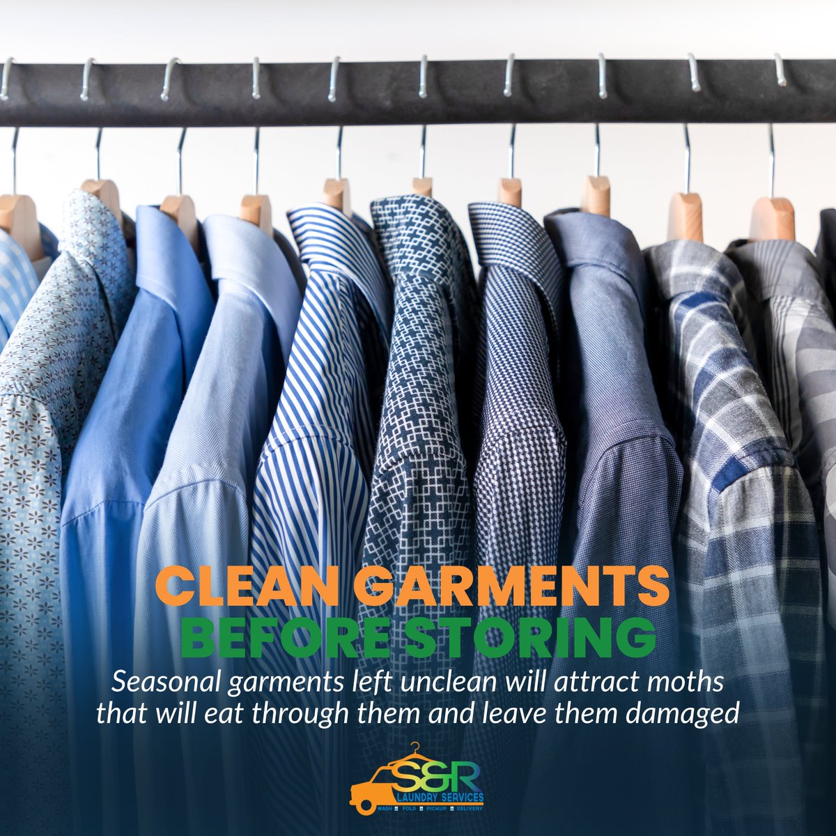laundrysr's tweet photo. We all have those clothes we only wear during the colder parts of the year or that suit that comes out of the closet once a year. ๐
Seasonal garments that aren't cleaned properly can attract moths which eat through the material.
.
#cleanmylaundry #LaundryServices #drycleaning https://t.co/RjZCPHct51