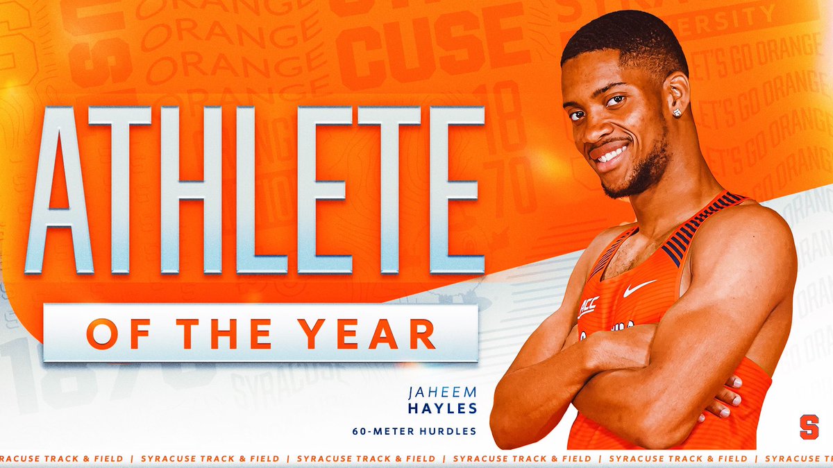 CuseXCTF's tweet photo. Northeast Region Athlete of the Year ✅

Jaheem Hayles adds another award to his tally from indoors.

Details: https://t.co/1vJ9ZbOe7P https://t.co/n6VS3rbY2F
