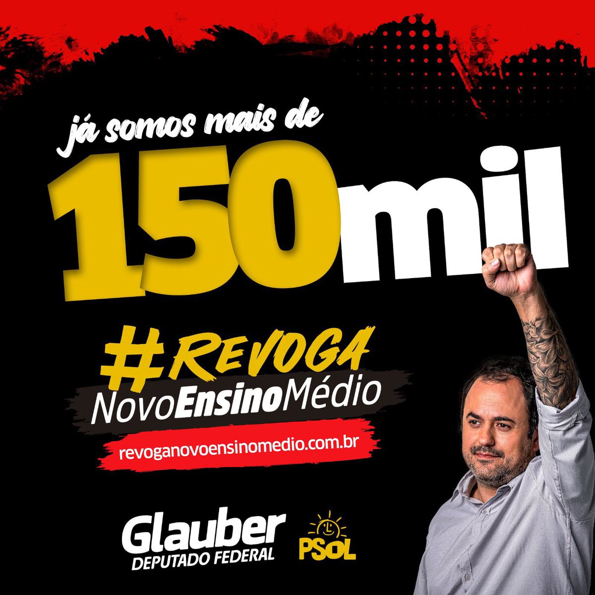 Glauber_Braga's tweet photo. 150 mil pessoas querendo revogar a reforma do ensino médio e acabar com o retrocesso na educação! 

Não vamos parar!

Participe desta luta e assine o abaixo-assinado: https://t.co/YL1CFlKJcE

#revoganovoensinomedio https://t.co/xTg5QSctnS
