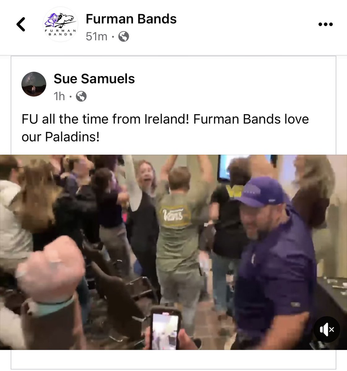 @CBSSports Go to the @FurmanBands FB page to see them celebrating a #DinsWin from Ireland! Still think they’re “not confident in their team”? #FurmanHoops #FurmanBasketball #FurmanBands @FurmanHoops @FurmanPaladins