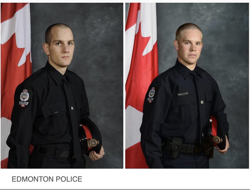 An extremely saddening day; hearing of the loss of 2 Edmonton Police Officers. No words can even begin to describe the grief going through that city &amp; police force at this time. Canada has lost another 2 heroes - 2 young men who were doing their jobs to #ServeAndProtect 😥💙🖤🚔