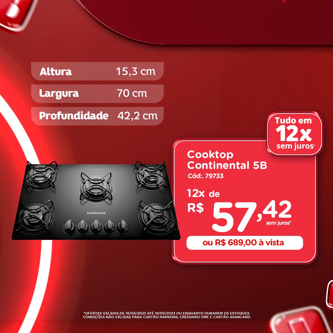 LojasRamsons's tweet image. Prepare suas receitas com mais praticidade e sofisticação com o Cooktop Continental de 5 bocas.
.
Ramsons - Cada dia mais você!
☎️ Televendas (92) 2121-4350
💻 Site ramsons.com.br
📲 WhatsApp (92) 99906-8633

#Ramsons #Manaus #LojasRamsons #DicaRamsons #ParaTodaVida