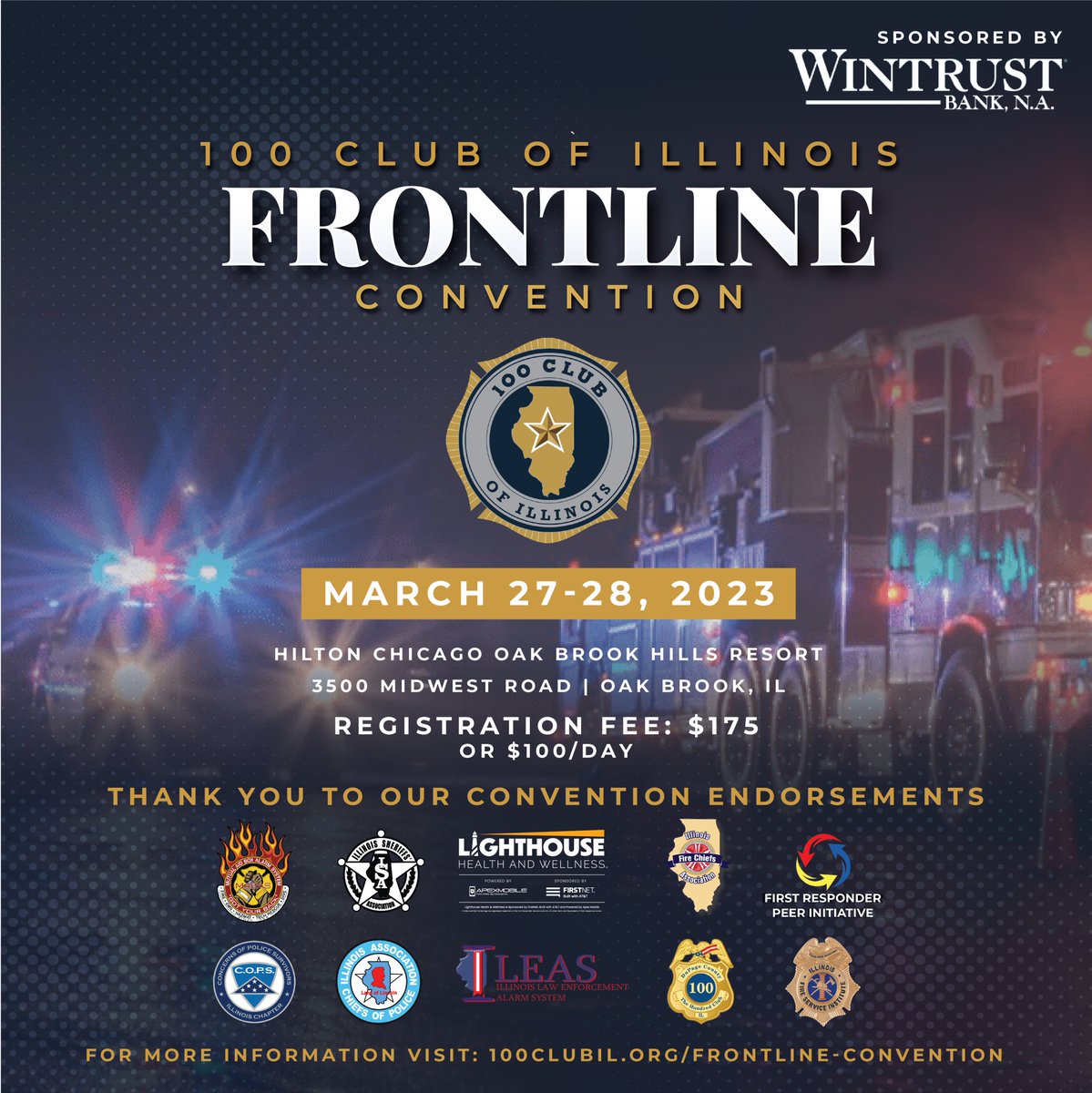 LAST CALL FOR REGISTRATION! The clock is ticking! ⏰ Registration is closing soon for Frontline Convention March 27-28! 100clubil.org/frontline-conv…