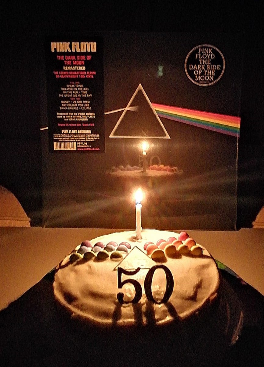 hullsaddler's tweet image. Doesn't really do justice to Mrs HS's 50th-anniversary meeting and #DSOTM cake, (but I have been celebrating the above) 
The remastered LP arrived today 50 yrs to the day after buying the original &amp;amp; us becoming the prospective Mr &amp;amp; Mrs. Hullsaddler😀

@pinkfloyd