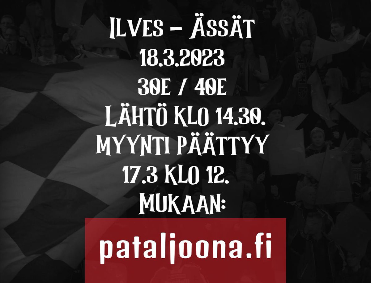 Tää on ny myynnis, muttei kauaa. Ensimmäinen bussi jo melkein täynnä.🤷 Mukaan: pataljoona.fi/kannattajamatk… #Ässät #Playoffs