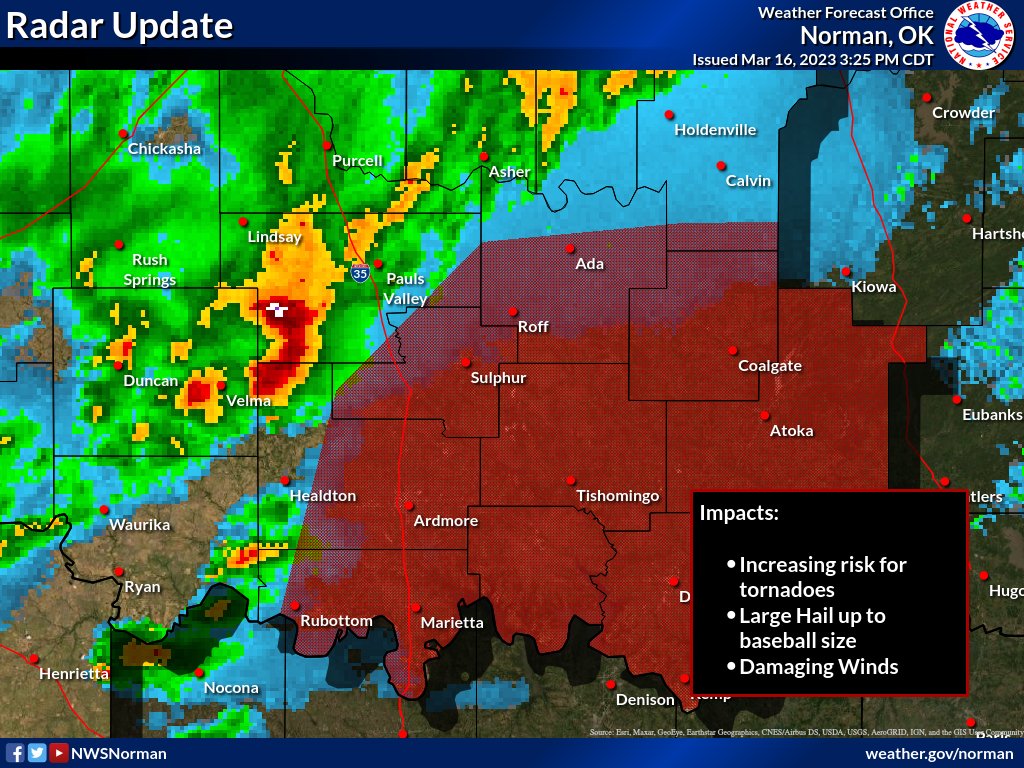 NWS Norman on Twitter "325pm Update Tornado threat is increasing for south central OK as the N